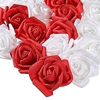 Chuangdi 140 Pieces Valentine's Day Artificial Foam Rose Head, 3 Inches Artificial Stemless Rose Flower Heads Without Stem for Weddings, Decor, DIY