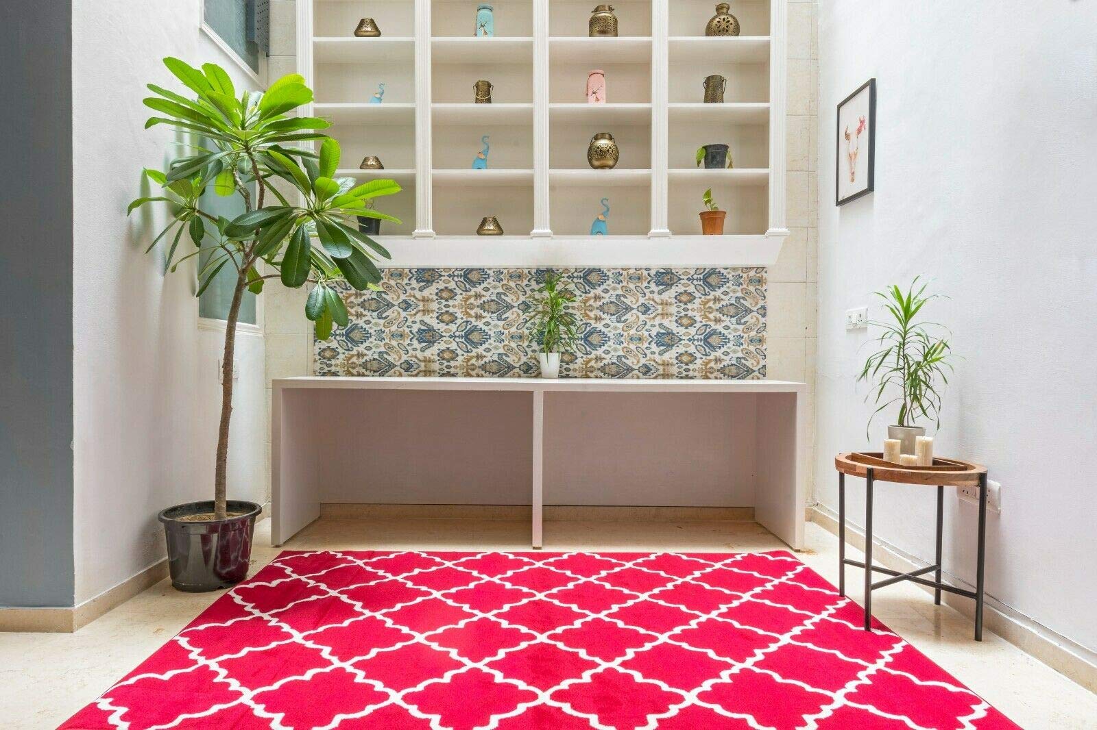 Contemporary Trellis Modern Geometric Area Rug RED 635 furnishmyplace 3'6"x5'6"