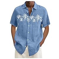 Hawaiian Shirt for Men Summer Fashion Short Sleeve Button Down Fit Tee Shirts Casual Loose Floral Print Beach Shirts