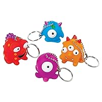 Assorted Multicolor Monster Rubber Keychains - 1.75