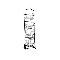 Gourmet Basics by Mikasa Ferme 4-Tier Metal Floor Standing Fruit/Home Storage Market Basket, Antique Black