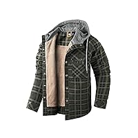 Mr.Stream Men's Hooded Coat Casual Thicken Long Sleeve Plaid Work Flannel Button Down Shirt Jacket