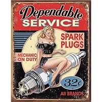 Desperate Enterprises Dependable Service Tin Sign - Nostalgic Vintage Metal Wall Decor - Made in USA