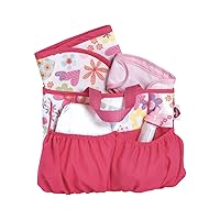 ADORA Realistic Baby Doll Diaper Bag & Doll Accessories Set in Pink Flower Power - Includes Changing Mat, Baby Bottle, Diaper and Diaper Cloth