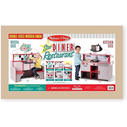 Melissa & Doug Double-Sided Wooden Star Diner Restaurant Play Space