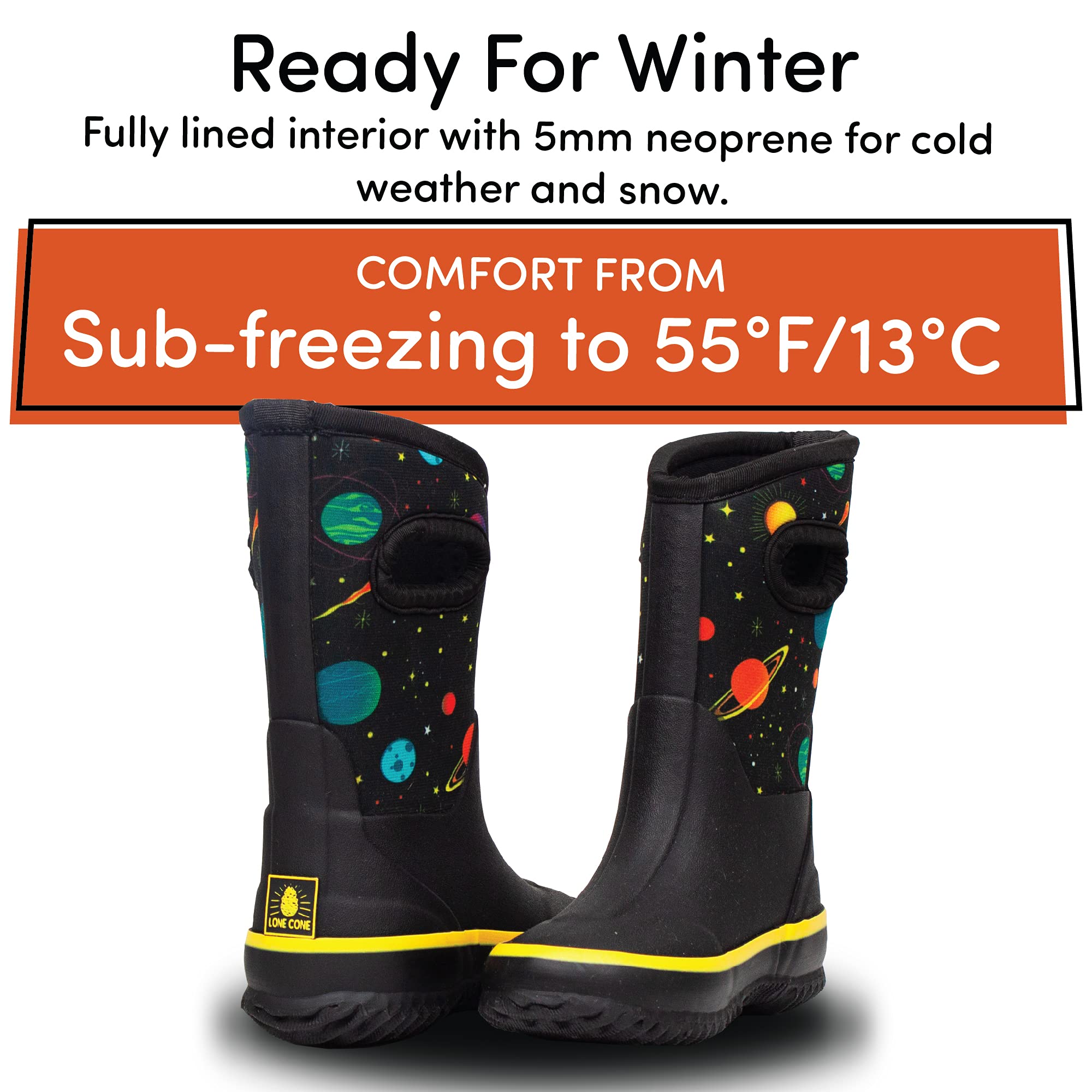LONECONE Lone Cone Insulating All Weather MudBoots for Toddlers and Kids - Warm Neoprene Boots for Snow, Rain, and Muck