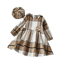 Baby Girl Clothes Toddler Girl Plaid Dress Long Sleeve Casual Dresses Hat Princess Fall Winter A Line Dress Girls
