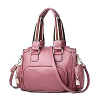 FANDARE Ladies Handbag Lightweight Tote Bag Top Handle Bag Shoulder Bag PU Leather Multi Pockets Crossbody Bag Messenger Bag for Shopping Work School Travel Casual Daily Use Pink