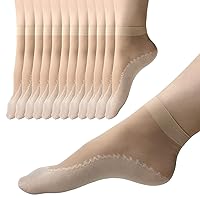 12/20 Pairs Sheer Nylon Socks for Women Ankle High w/Reinforced Bottom and Toe by Daisy&Dino