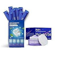 MySmile 30Pack Mouthwash and Teeth Whitening Powder, Alcohol Free, Mouth Wash for Adults, Travel Mouthwash Helps Kill 99% of Bad Breath Germs, Professional Strength Formulated Enamel Safe Strips Powde