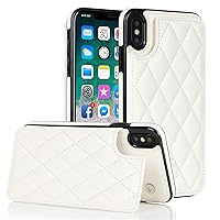 XYX for iPhone Xs Max Wallet Case with Card Holder, RFID Blocking PU Leather Double Magnetic Clasp Back Flip Protective Shockproof Cover 6.5 inch, White