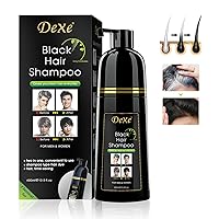 Dexe Black Hair Shampoo for Gray Hair, Semi-Permanent Hair Color Shampoo for Women and Men, Simple to Use and Lasts 30 Days-Fast Acting, Herbal Ingredients and Ammonia Free (14 Fl oz)