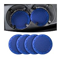 8sanlione Polyvinyl Chloride Car Cup Holder Coaster, 4 Pack 2.75 Inch Diameter Non-Slip Universal Insert Coaster, Durable, Suitable for Most Car Interior, Car Accessory for Women Men (Deep Blue)