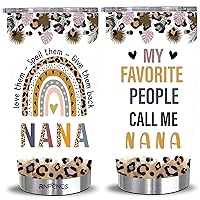 Nana Gifts Coffee Tumblers with Lids and Straws, My Favorite People Call Me Nana Travel Tumbler Cups 20 OZ for Grandma