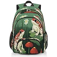 Flower Frog Small Backpack for Women, Colorful Frog Travel Backpack Carry On Backpack Waterproof Backpack Cute Book Bags With Chest Strap for Women Men