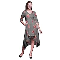 Bimba Cotton Womens V Neck Asymmetrical Pocket Shift Causal Short Sleeve Summer Party Midi Dress