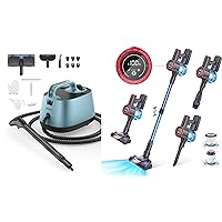 Aspiron Steamer for Cleaning Portable Canister Steamer with 21 Accessories & Cordless Vacuum Cleaner, Vacuum Cleaners for Home Powerful Suction with Large LED Touch Display, Rechargeable Stick Vacuum