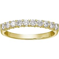 Diamond Wedding Anniversary Band for Women, Round Diamond Engagement Ring 14K Yellow Gold Finish 10 Stones Prong Set 0.50 cttw