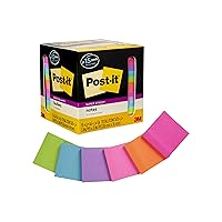 Super Sticky Notes, Assorted Bright Colors, 3x3 in, 15 Pads/Pack, 45 Sheets/Pad, 2x the Sticking Power, Recyclable, Multi-color