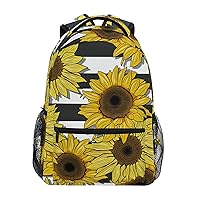ALAZA Sunflowers Field Yellow Wildflowers with Black Stripes Travel Laptop Backpack Durable College School Backpack