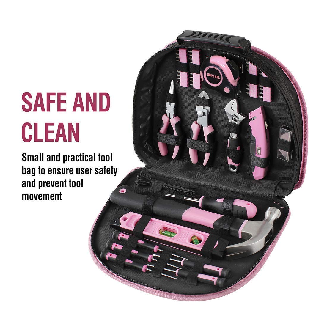 WORKPRO Pink Cordless 20V Lithium-ion Drill Driver Set with Storage Bag and 103-Piece Pink Tool Kit with Easy Carrying Round Pouch