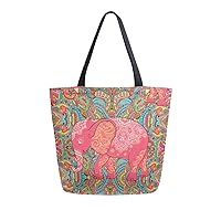 ALAZA Large Canvas Tote Bag African American Woman With Curly Hair Shopping Shoulder Handbag