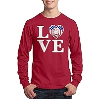 Threadrock Men's Love Trump American Flag Heart Long Sleeve T-Shirt