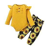 Newborn Baby Girl Clothes Outfits Infant Romper Ruffle Floral Pants Toddler Baby Girl Valentine's Clothes Set