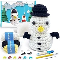 Crochet Kit for Beginners with Crochet Yarn - Christmas Snowman Amigurumi Crochet Kit with Step-by-Step Video Tutorials for Adults and Kids