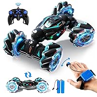 1:12 RC Stunt Car, 2.4GHz 4WD Remote Control Gesture Sensor Toy Cars, Double Sided Rotating Off Road Vehicle 360° Flips with Lights Music, Toy Cars for Boys & Girls Birthday