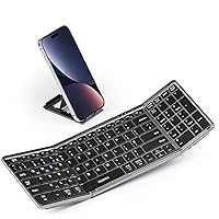 Seenda Foldable Bluetooth Keyboard, Folding Keyboard with Number Pad, Full Size Portable Travel Keyboard Mini Rechargeable Wireless for iOS Windows Android Tablet Mobile Phone iphone ipad, Black