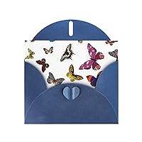 Colorful Design With Butterflies Wedding Anniversary Thank You Cards, For Holiday Cards, Birthday Cards, Valentine Cards Blue