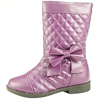 Girl's Fashion Quilted Tall Boots with Bow Detail at Side Red Purple Color