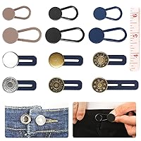 12PCS Button Extenders for Jeans, Pants Button Extender with a Tape Measure, Waist Extenders for Pants for Women Men, No Sewing Waistband Extension 1-1.8 Inches, 6 Colors