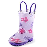 Toddler and Kids Rain Boots with Easy On Handles - Boys and Girls Colors and Designs – by Puddle Play