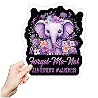 Forget Me Not Alzheimers Awareness Elephant Sticker 0176 - Premium Vinyl Decals for Bold Expression - Car, Truck, Computer, Wall, Waterbottle, Laptop Any Clean Smooth Surface (1)