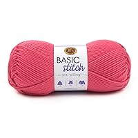(1 Skein) Lion Brand Yarn Basic Stitch Anti Pilling Yarn, Hot Pink