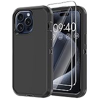Annymall for iPhone 15 Pro Case with 2 Screen Protector,Shockproof Drop Protection Full Body Heavy Duty 3-Layer Military Rugged Durable Phone Cover for Apple iPhone 15 Pro 6.1