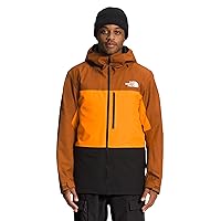 THE NORTH FACE Men's Sickline Insulated Ski Jacket, Leather Brown/Cone Orange/TNF Black, Small