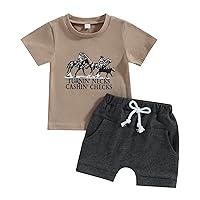 Western Baby Boy Summer Clothes Cow Print Short Sleeve T-Shirt Top Shorts Set 2Pcs Infant Toddler Cowboy Outfits