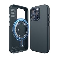 elago Magnetic Leather Case Compatible with iPhone 15 Pro Case, Compatible with All MagSafe Accessories, 6.1 inch - Built-in Magnets, Vegan Leather, Shockproof, Water-Resistant [Jean Indigo]