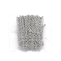 5m/16.40 Feet Rhodium Plated 1.5/2.0/2.5/3.5mm Necklace Chains Brass Bulk Link Chains for Jewelry Making DIY Materials Findings Supplies (Rhodium, 2.5mm x 5m)