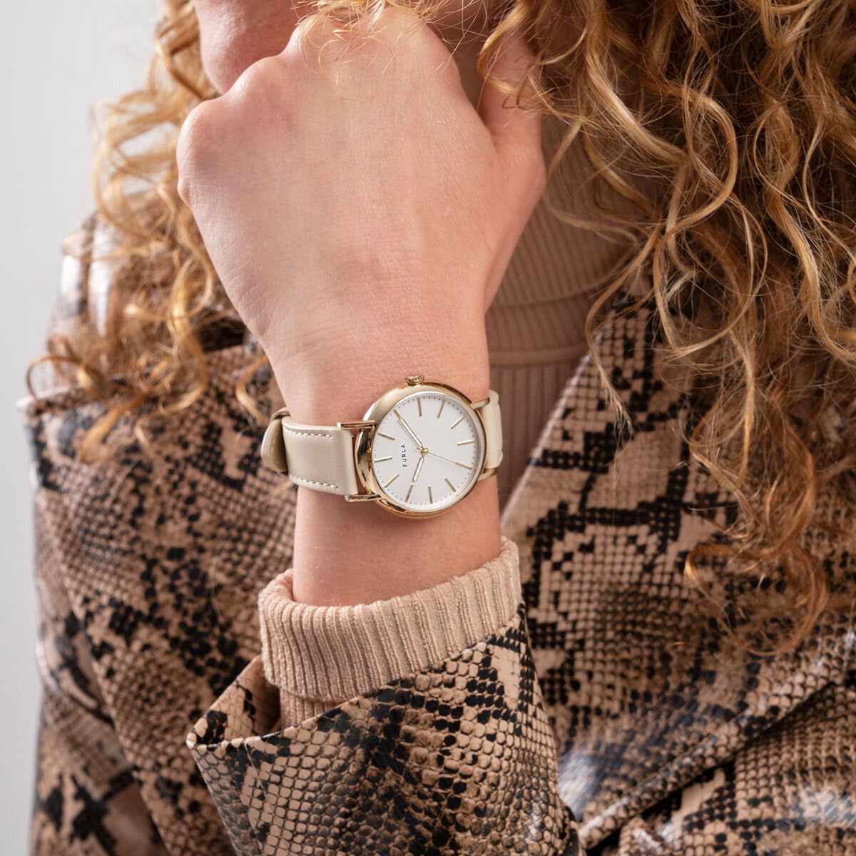 FURLA Ladies Beige Genuine Leather Leather Watch (Model: WW00023003L2)