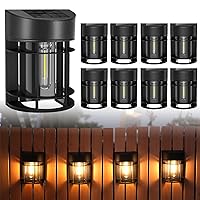 Solar Fence Lights Outdoor 8 Pack Deck Lights Solar Powered with LED Bulbs, Waterproof Solar Outdoor Lights for Garden Fence Post Patio Backyard Decor