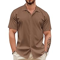 COOFANDY Men's Casual Button Down Shirts Short Sleeve Wrinkle-Free Summer Beach Wear