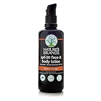 Natural SPF 30 Face & Body Lotion by Herbal Choice Mari (Sweet Orange, 3.4 Fl Oz Glass Bottle) - Made with Organic Ingredients - No Toxic Synthetic Chemicals