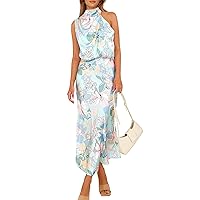 PRETTYGARDEN Womens Elegant Sleeveless Mock Neck Cocktail Party Maxi Dresses