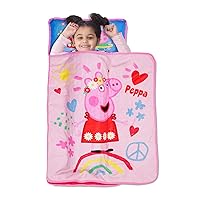Peppa Pig I'm Just So Happy Toddler Nap-Mat - Includes Pillow and Plush Blanket – Great for Girls or Boys Napping During Daycare or Preschool - Fits Toddlers