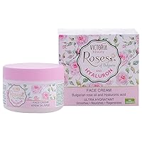 Ultra Hydrating Rose Oil Face Cream - Anti-Wrinkle Moisterizer With Hyaluronic Acid + Bulgarian Rose for Dry Sensitive Skin