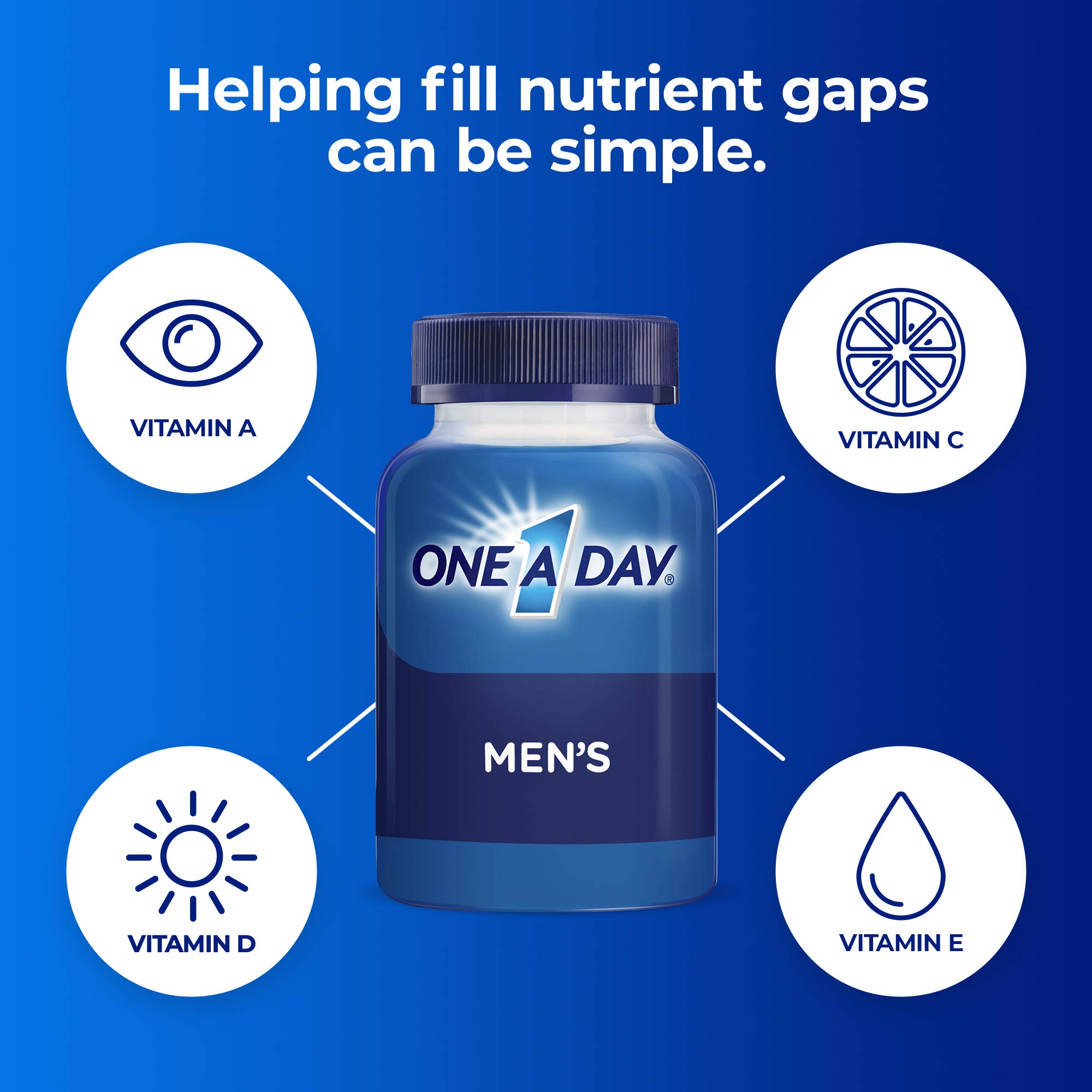 One A Day Men’s Multivitamin, Supplement Tablet with Vitamin A, Vitamin C, Vitamin D, Vitamin E and Zinc for Immune Health Support, B12, Calcium & more, 200 count